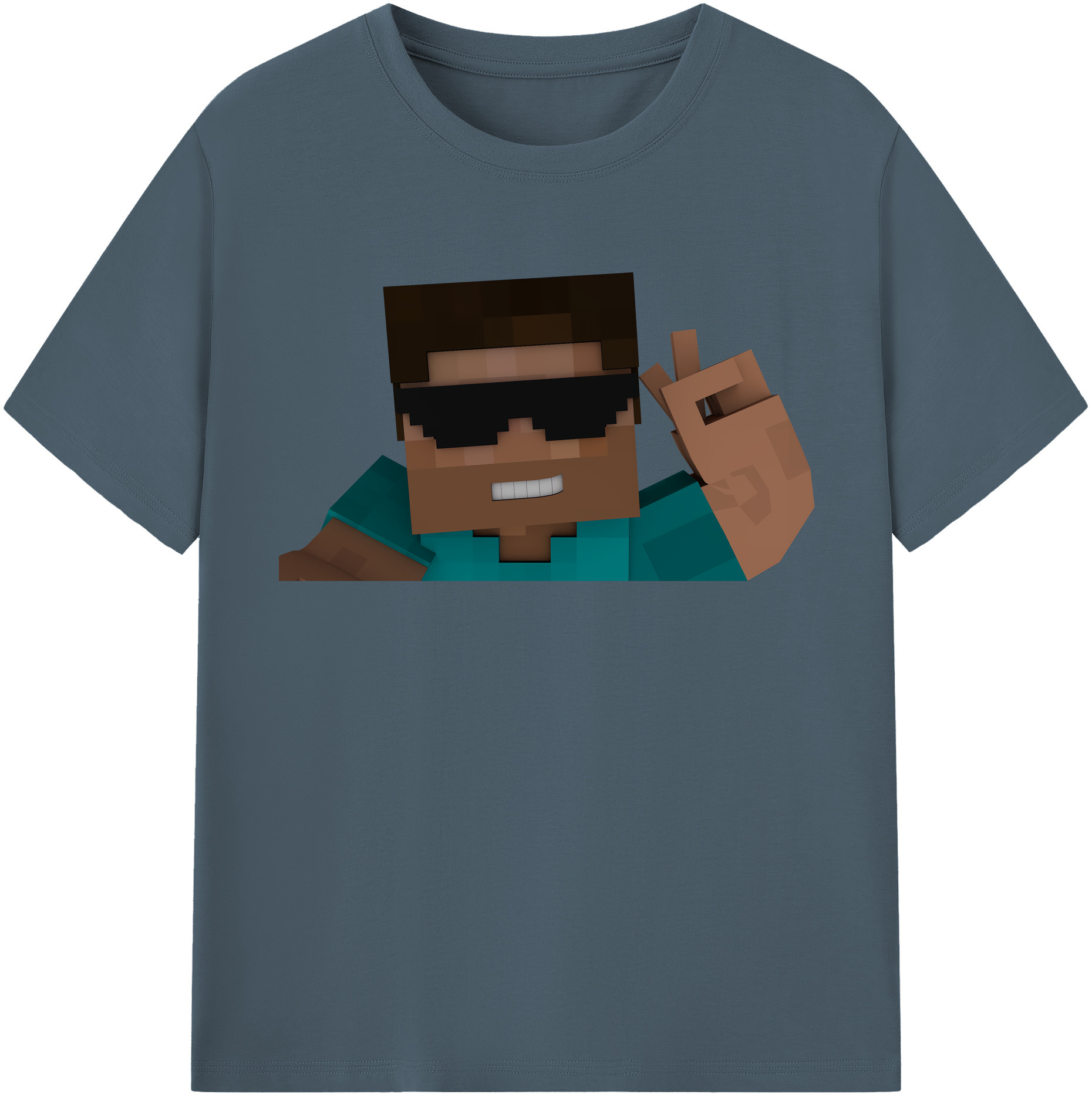 （画像用） マインクラフト ブロックの世界 Minecraft MC Block world 綿100％半袖Tシャツ（フロントプリント）